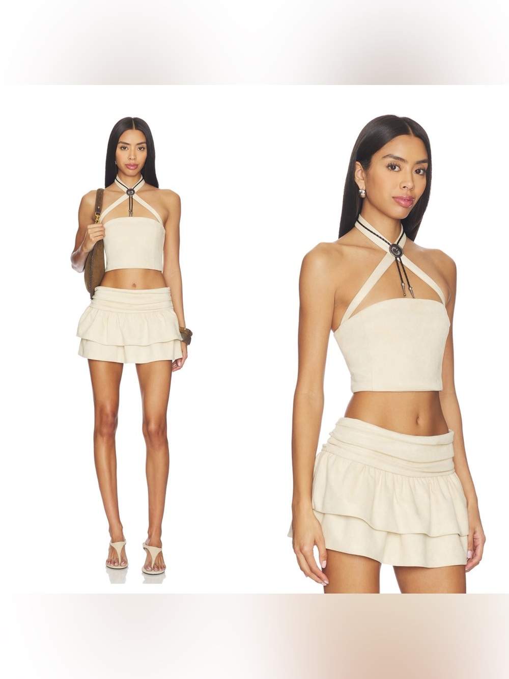 NWT LAMARQUE × REVOLVE Seely Faux Suede Bustier Top in Ecru
